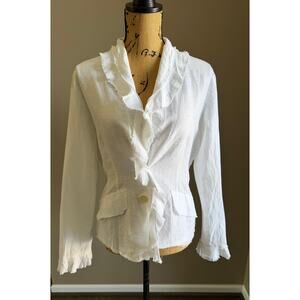 NWT Beluga 100% Linen Ruffled Women’s Blazer Size L (runs small)